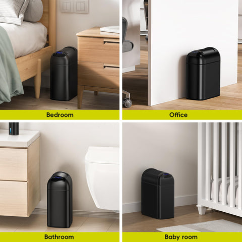 EKO Astro Slim Sensor Trash Can starter bags included for quick setup.