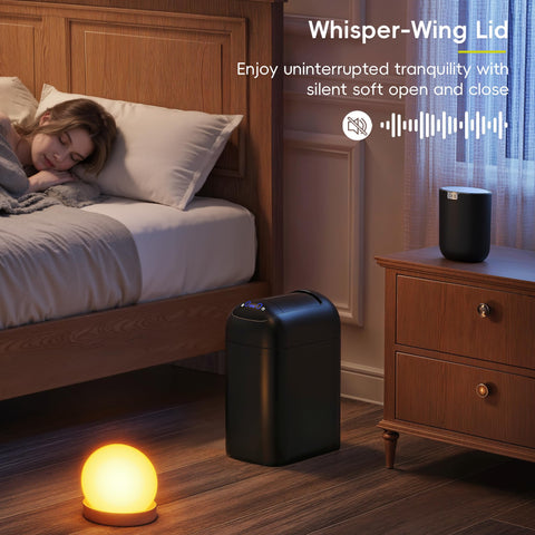 EKO Astro Slim Sensor Trash Can motion sensing opens lid for touchless use.