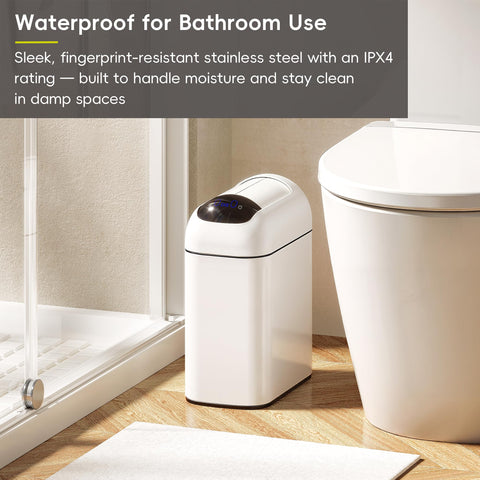 EKO Astro Slim Sensor Trash Can showcasing motion opening within 30 cm.