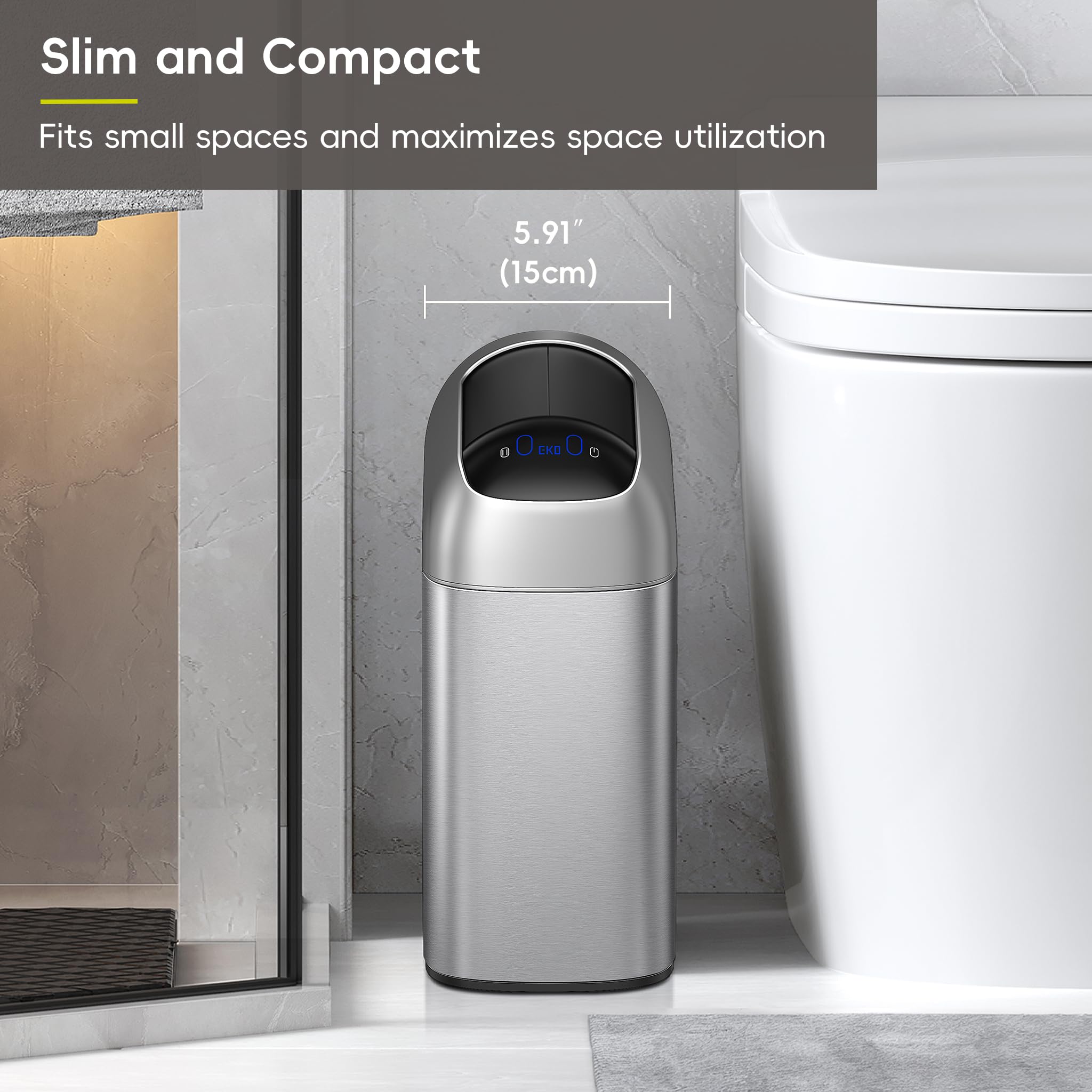 EKO Astro Slim sensor trash can Stay-Open mode for 20 minutes.