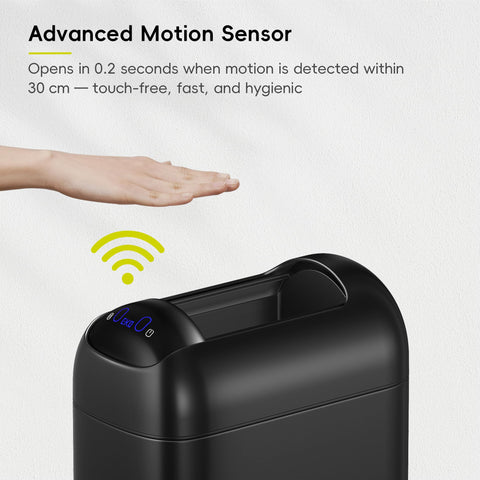 EKO Astro Slim Sensor Trash Can top view highlights compact geometry for corners.