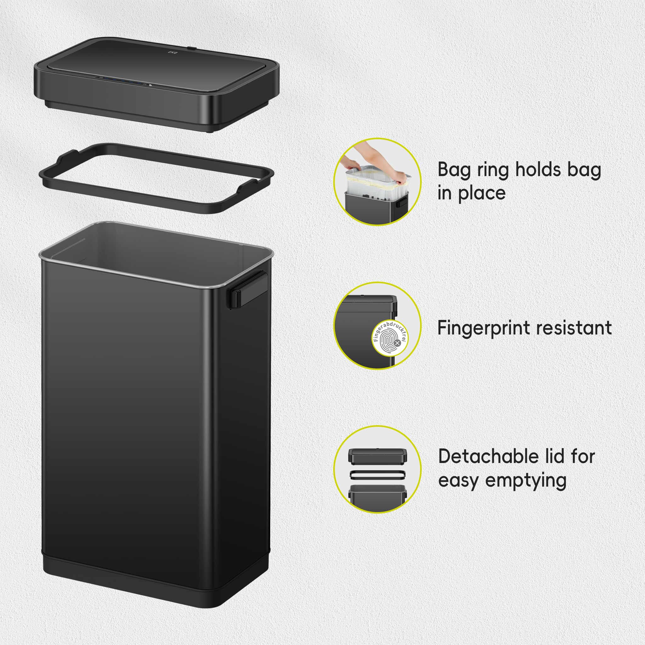 Soft-close lid reduces noise for a calmer kitchen environment