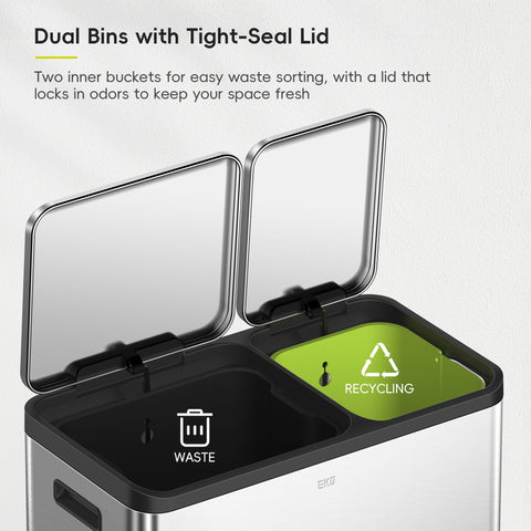 EKO EcoCasa 30L+20L inner bins view showcases generous capacity for everyday recycling.