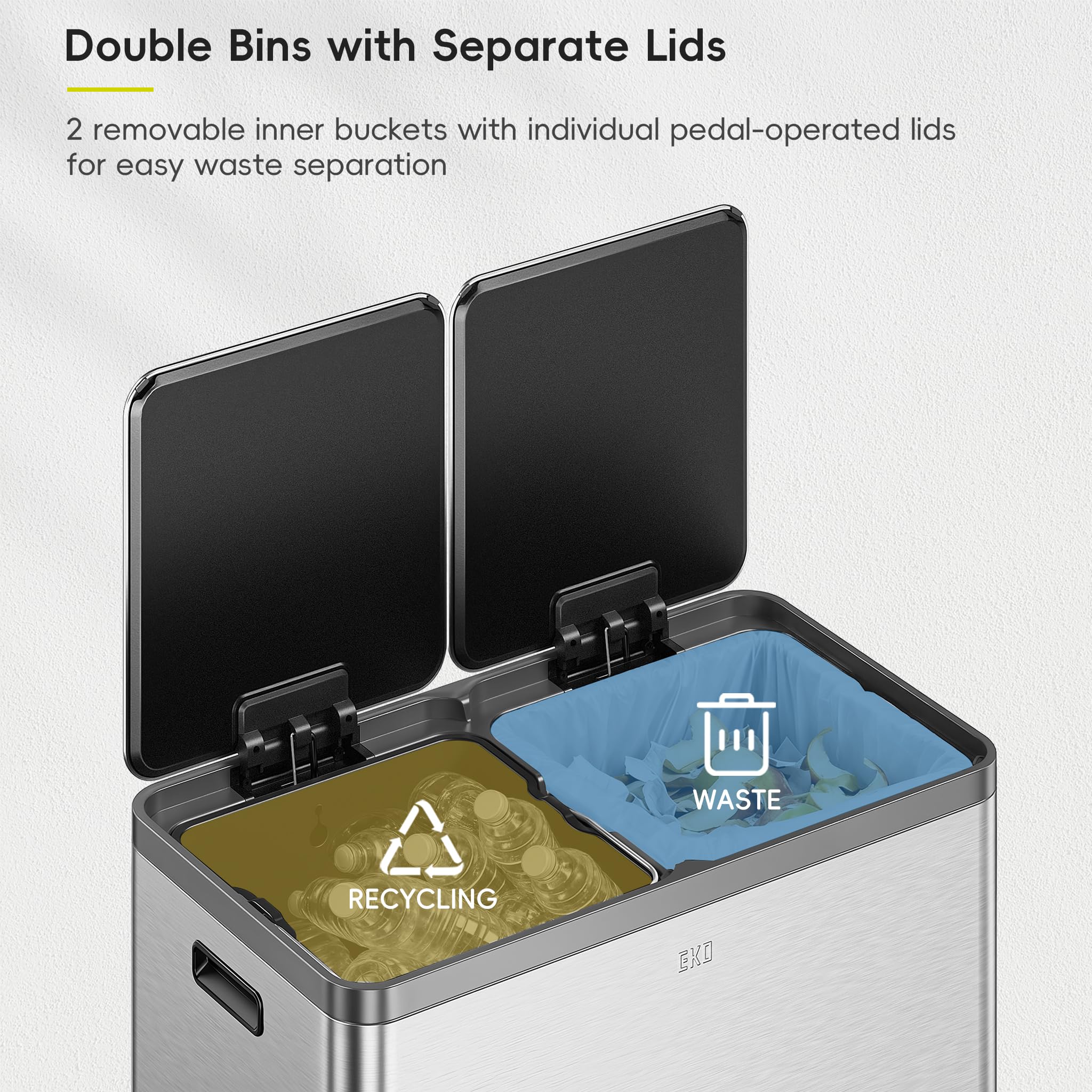 EKO EcoCasa Plus soft-close lids minimize noise during use