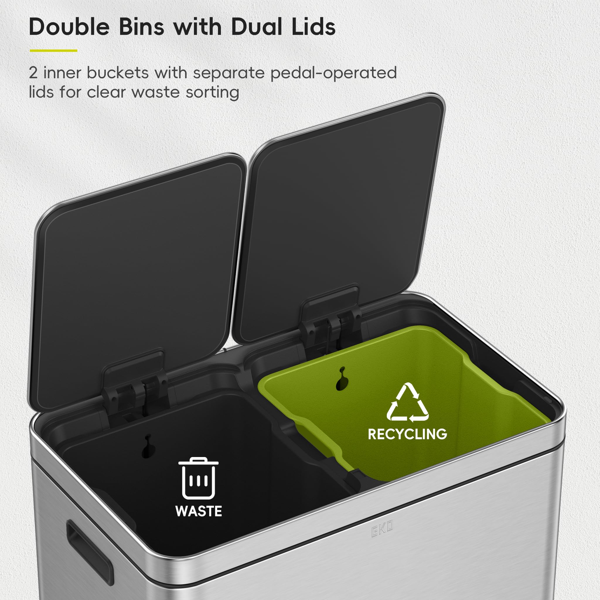 EKO Edison fingerprint-resistant stainless steel finish stays cleaner longer