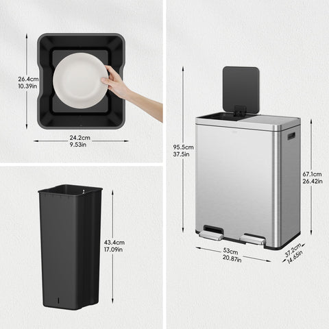 EKO Edison dual-bin lids with independent operation for separate waste streams