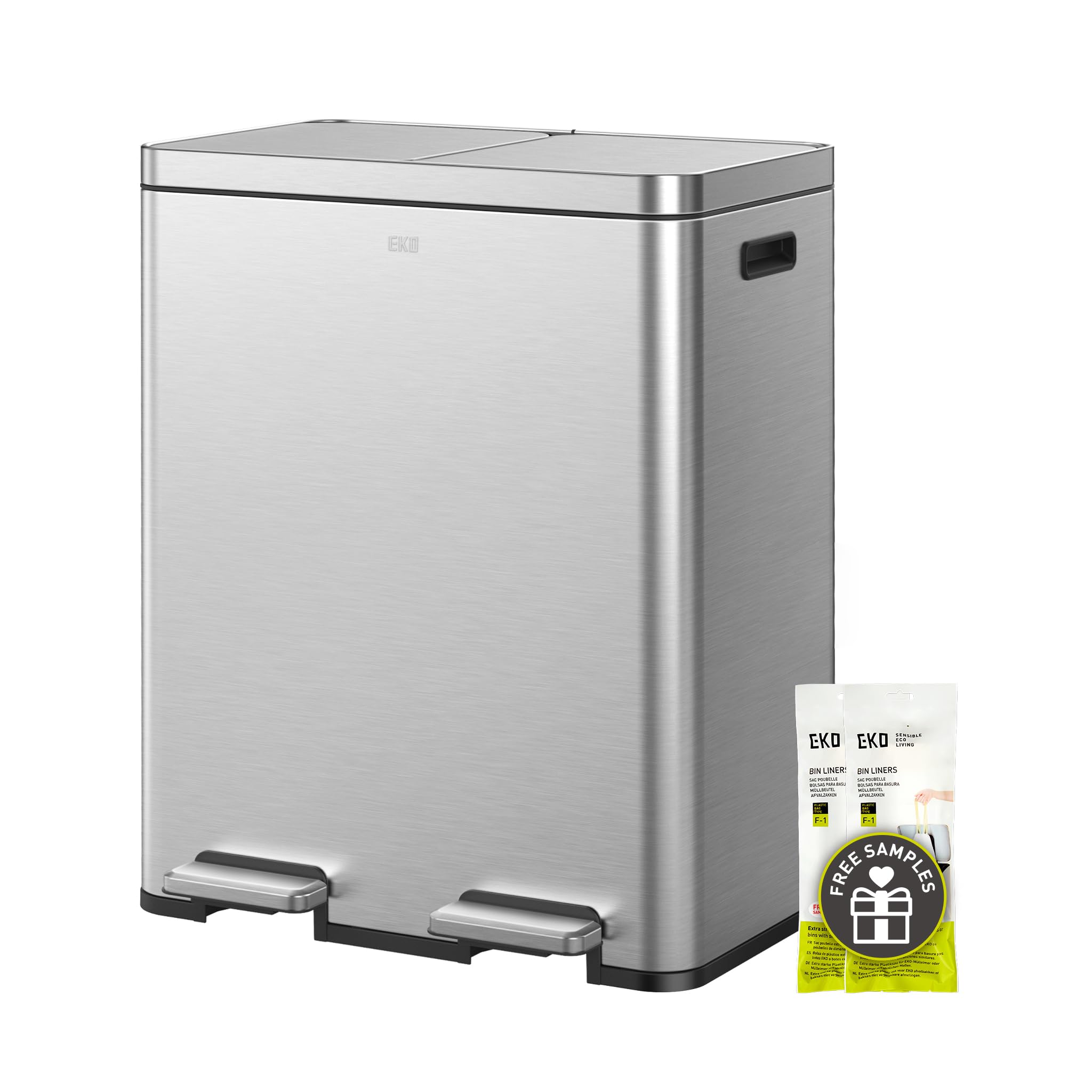 EKO Edison dual trash bin outer body in stainless steel for a modern kitchen