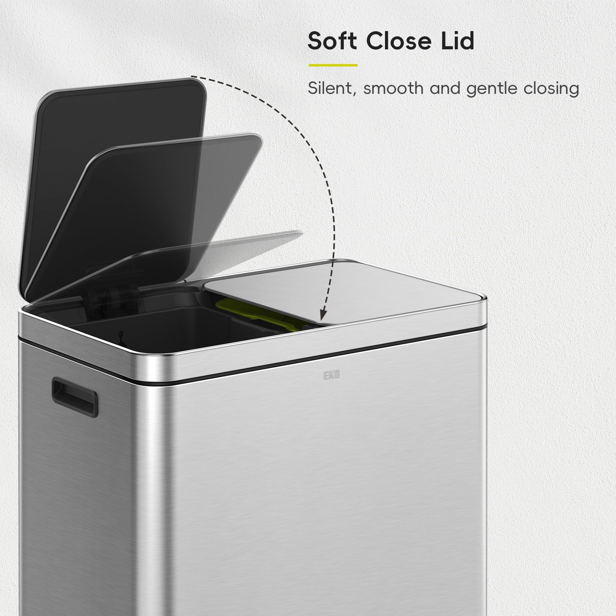 EKO Edison whisper-soft close lids for quiet operation
