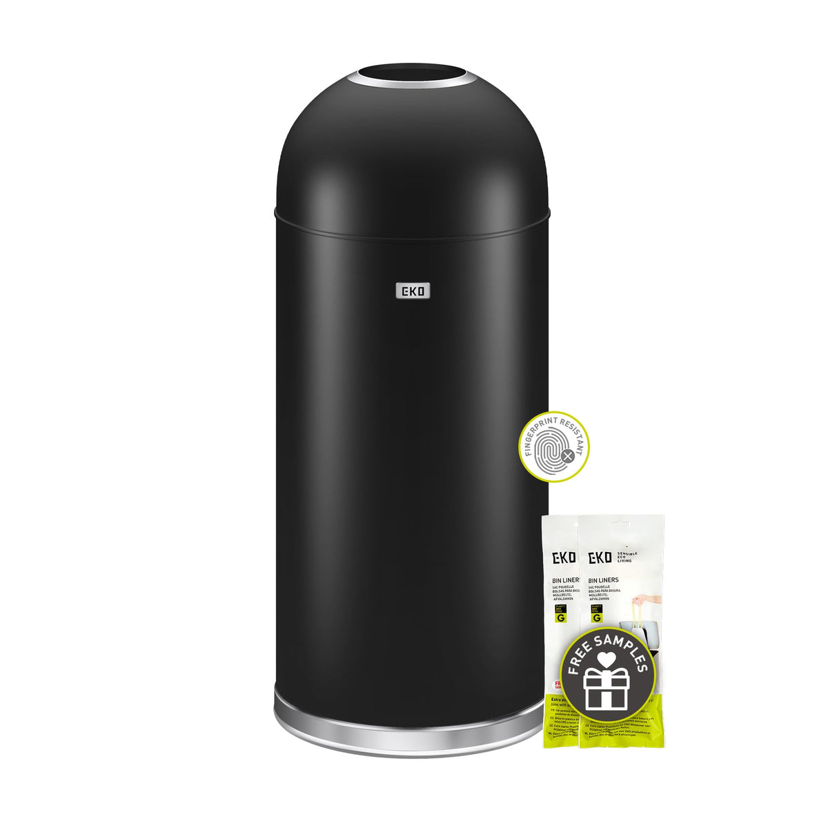 EKO Eternal 56L open-top trash can in durable steel for indoor and outdoor use.