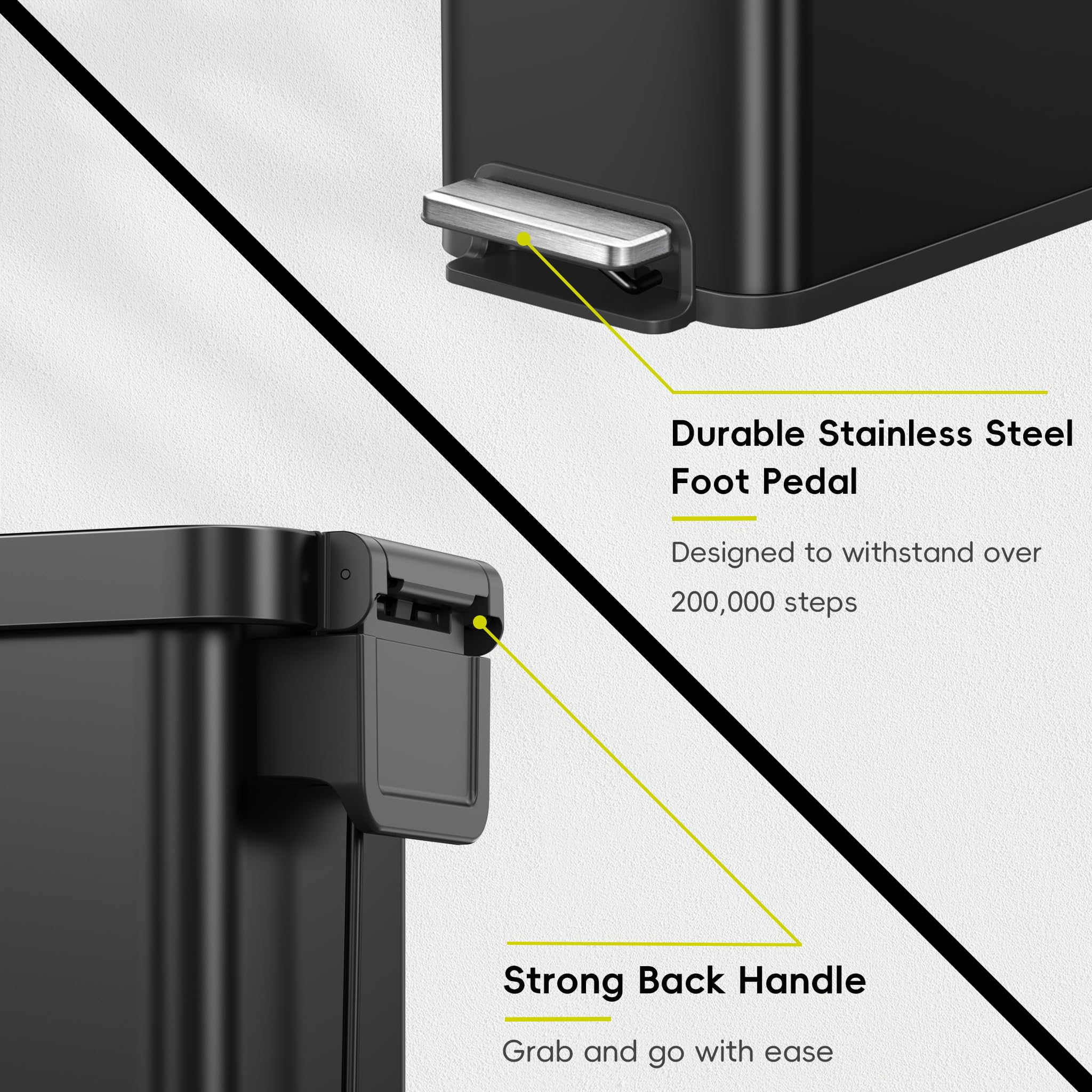Ergonomic back handle enables easy relocation during cleaning.