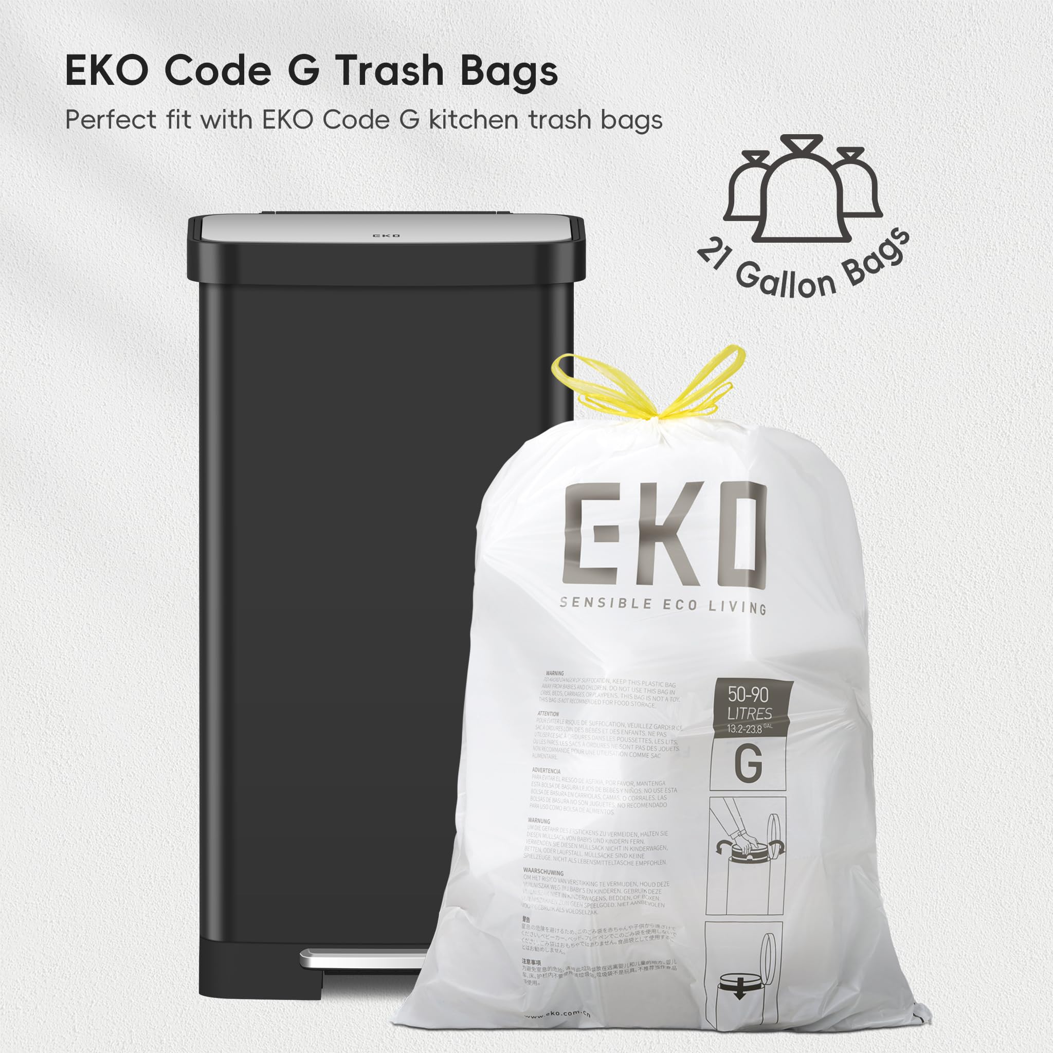 EKO Hudson rear bag storage showing extra liners neatly accessible.