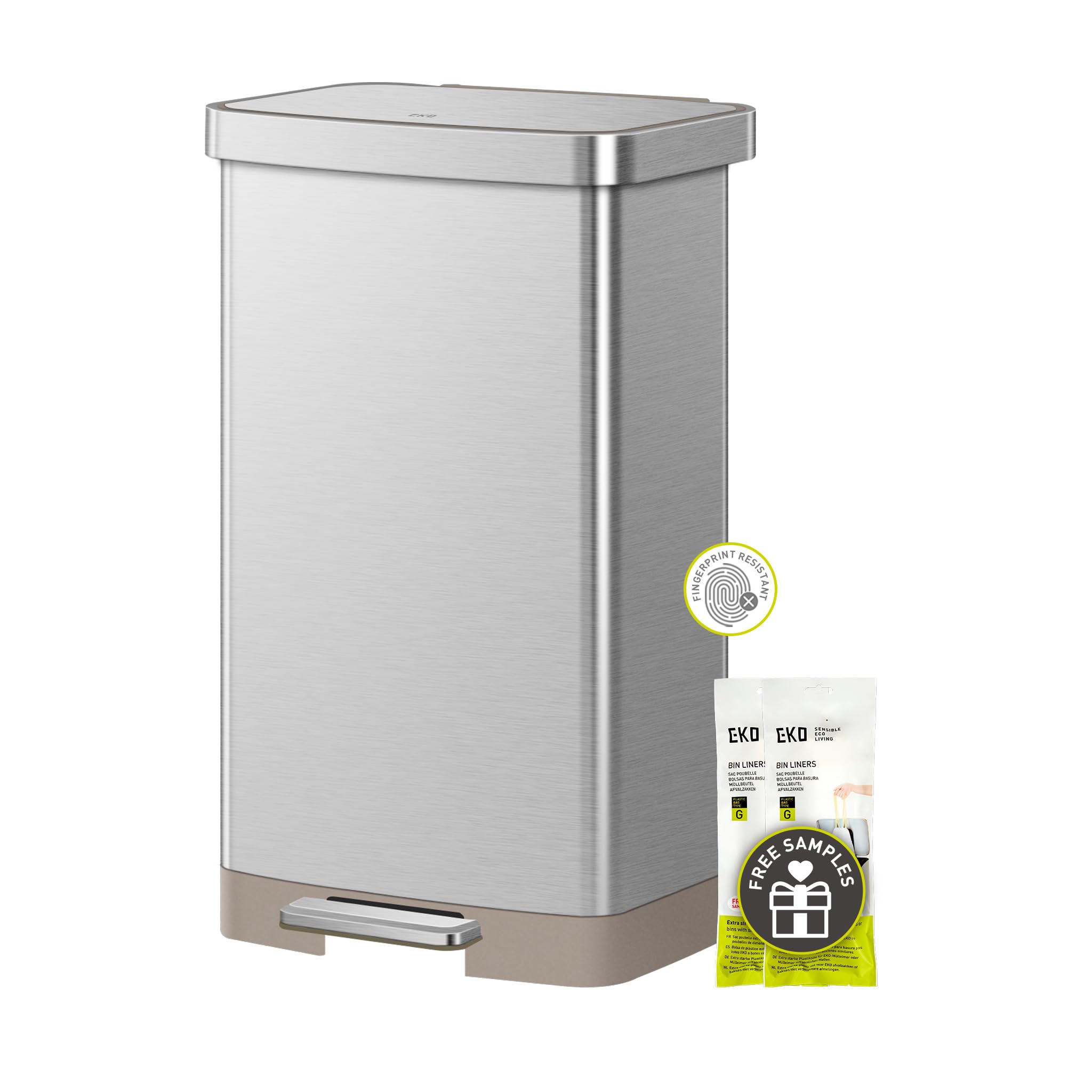The EKO Hudson 75L front view highlights large capacity and fingerprint-resistant finish.