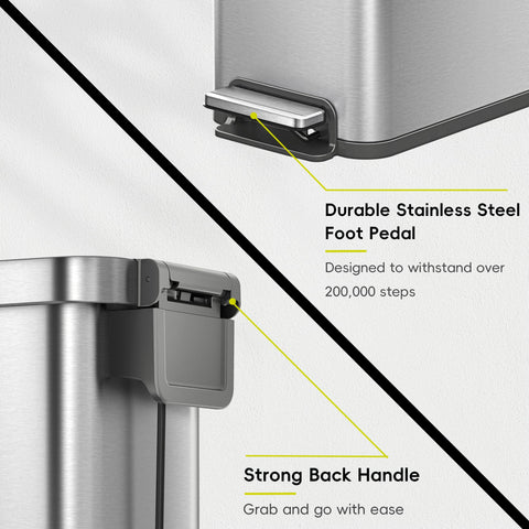 EKO Hudson Slim 50L ergonomic back handle aids in repositioning the can.