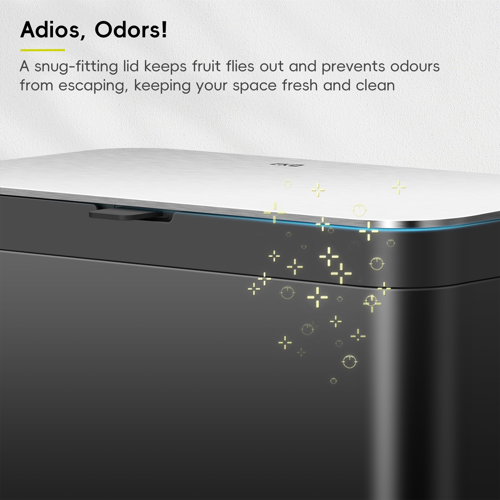 EKO front-panel opening offers quick, mess-free disposal for busy cooking moments