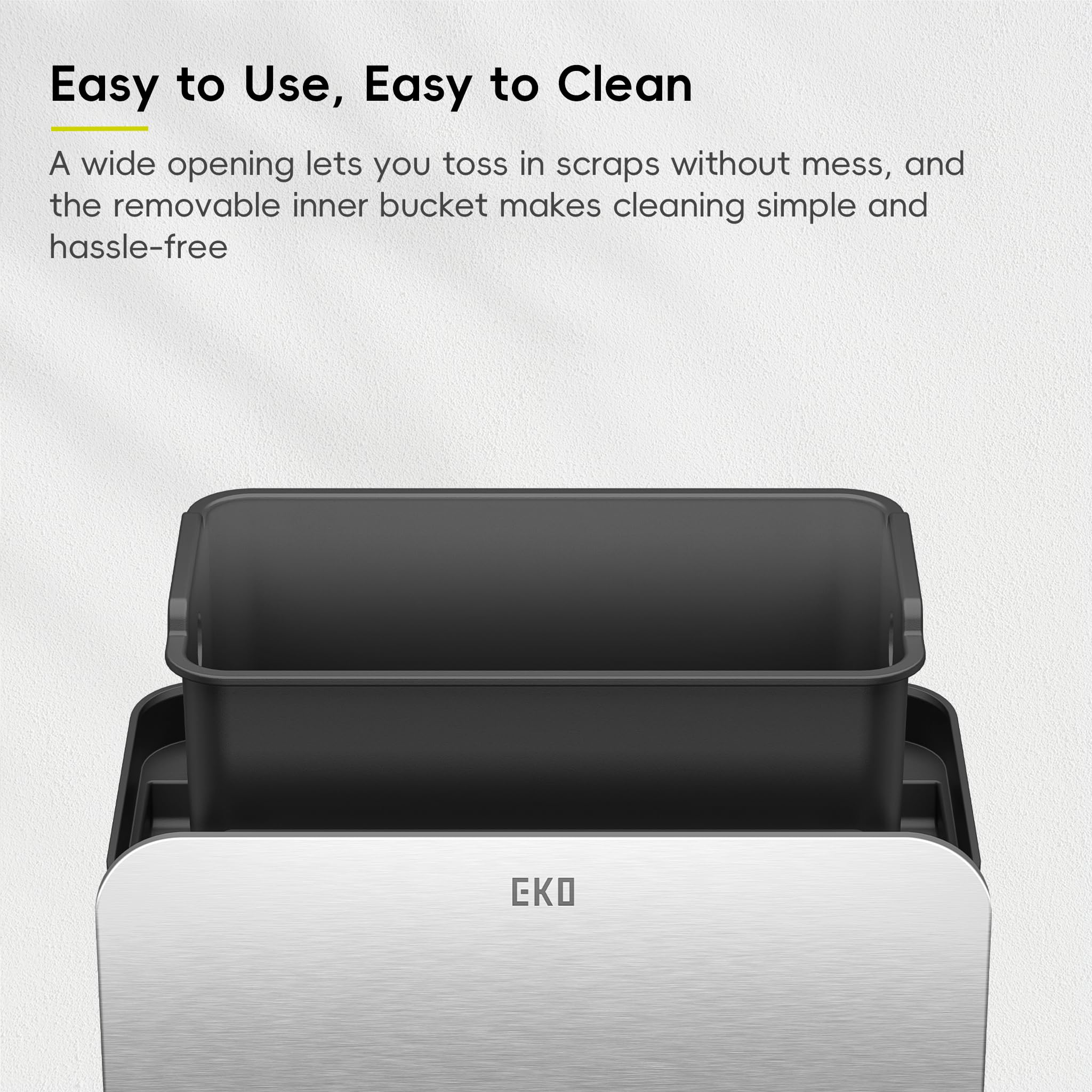 EKO side-view highlights compact footprint that fits on counters or in cabinets