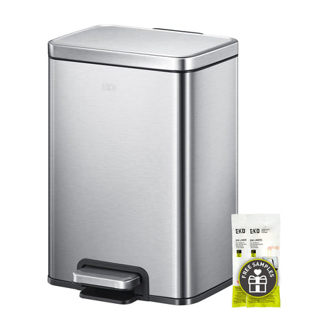 EKO Madison 12L trash can with lid, compact for small spaces.