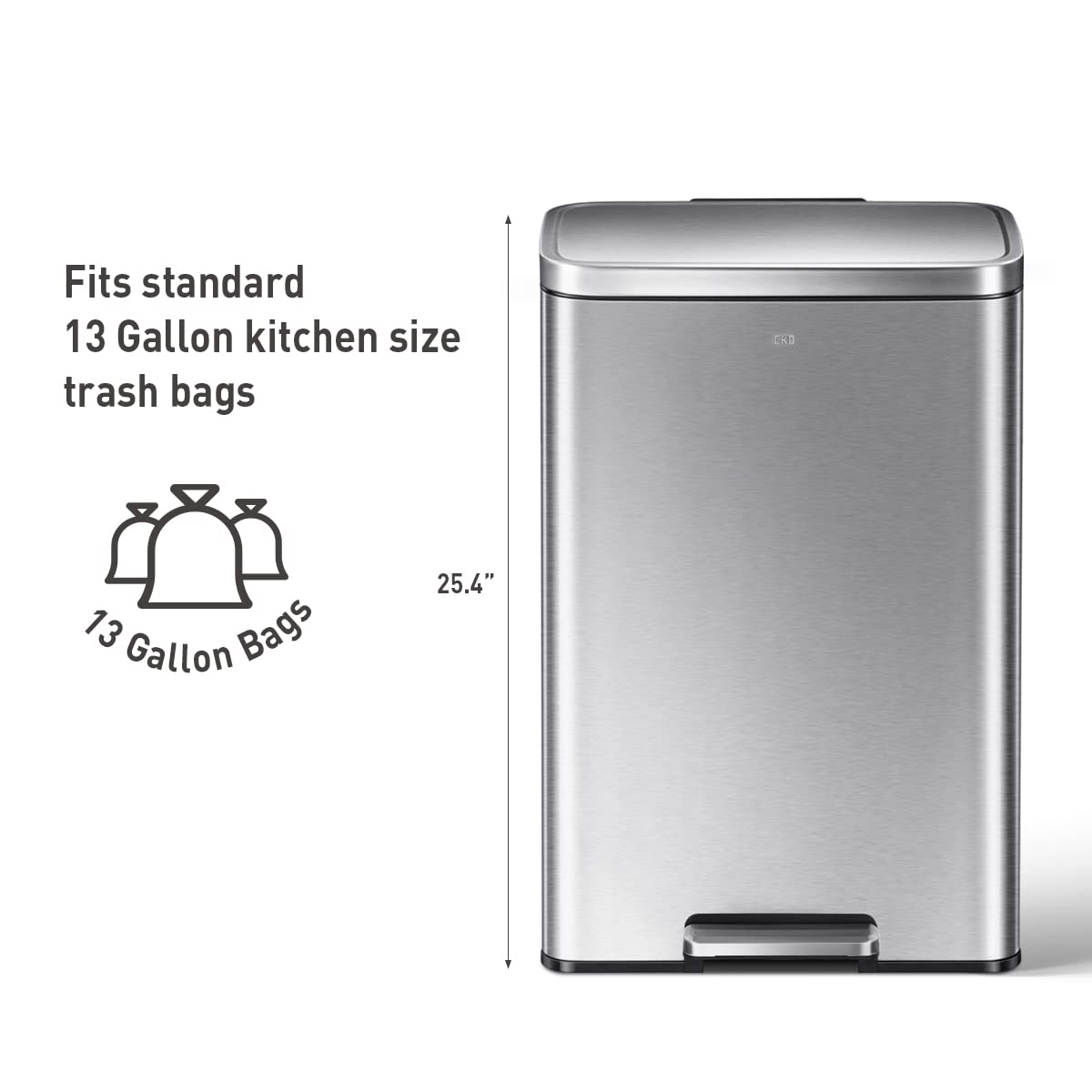 EKO Madison 50-liter capacity fits standard kitchen bags.