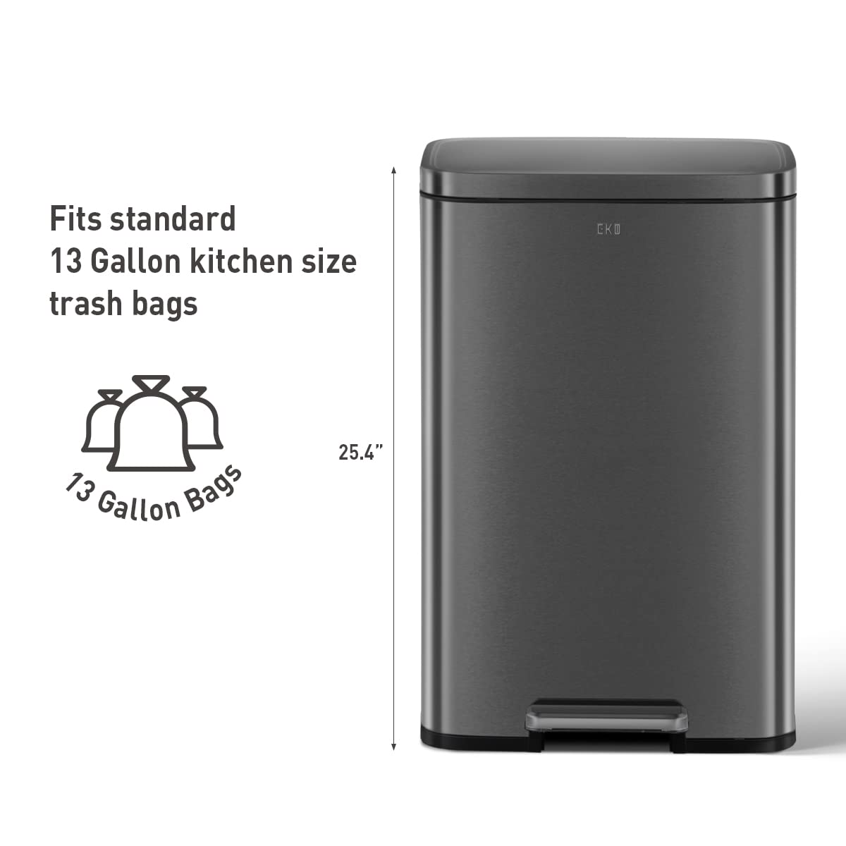EKO Madison deodorizer compartment helps manage odors between bag changes.