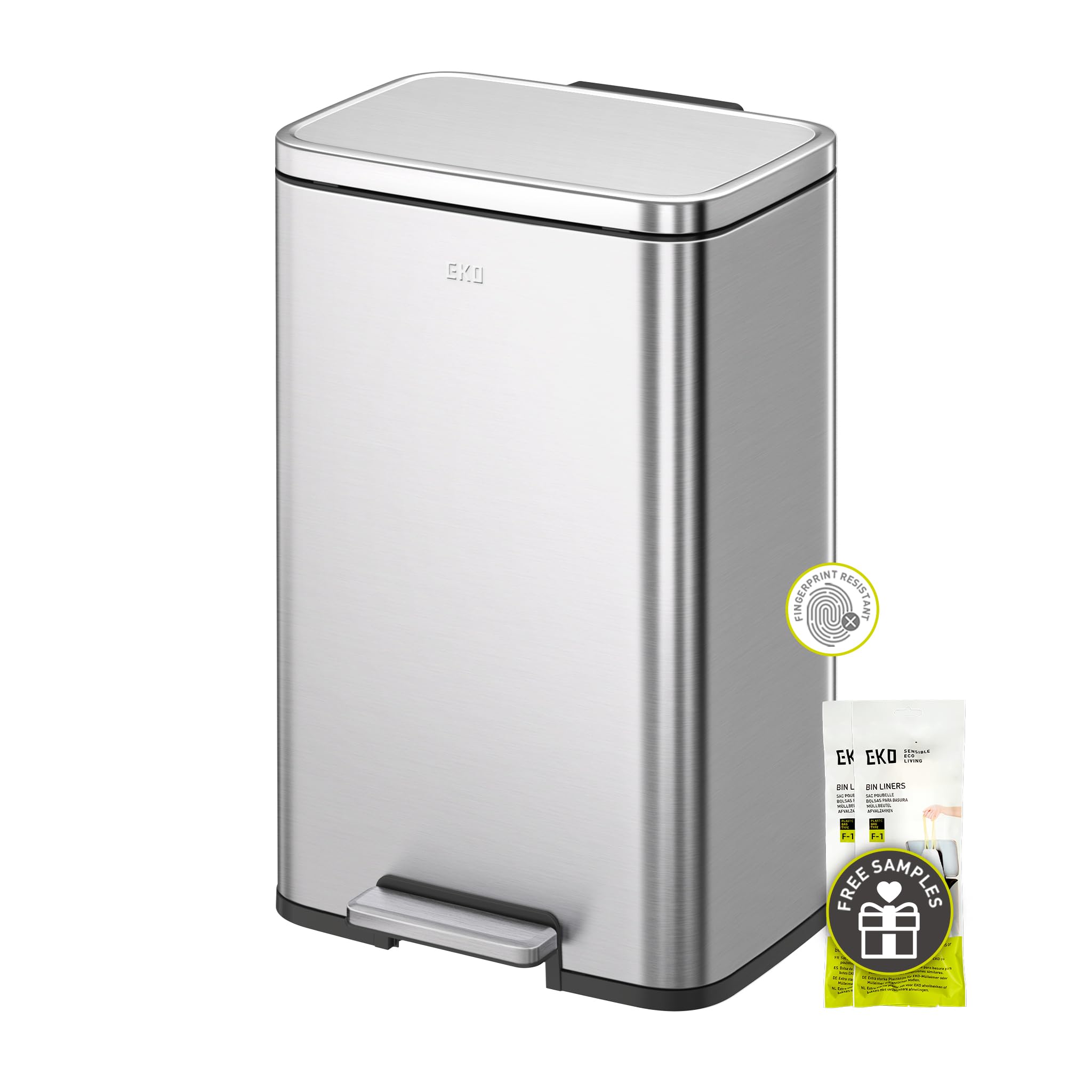 EKO Madison dual-compartment bin with 25L and 20L inner bins for easy sorting.