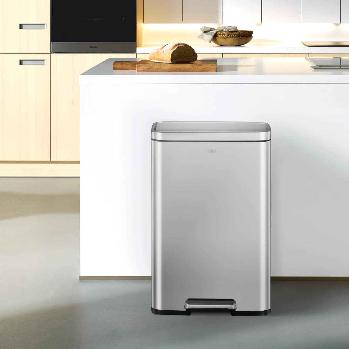 EKO Madison 50-liter capacity fits standard trash bags with no special orders.