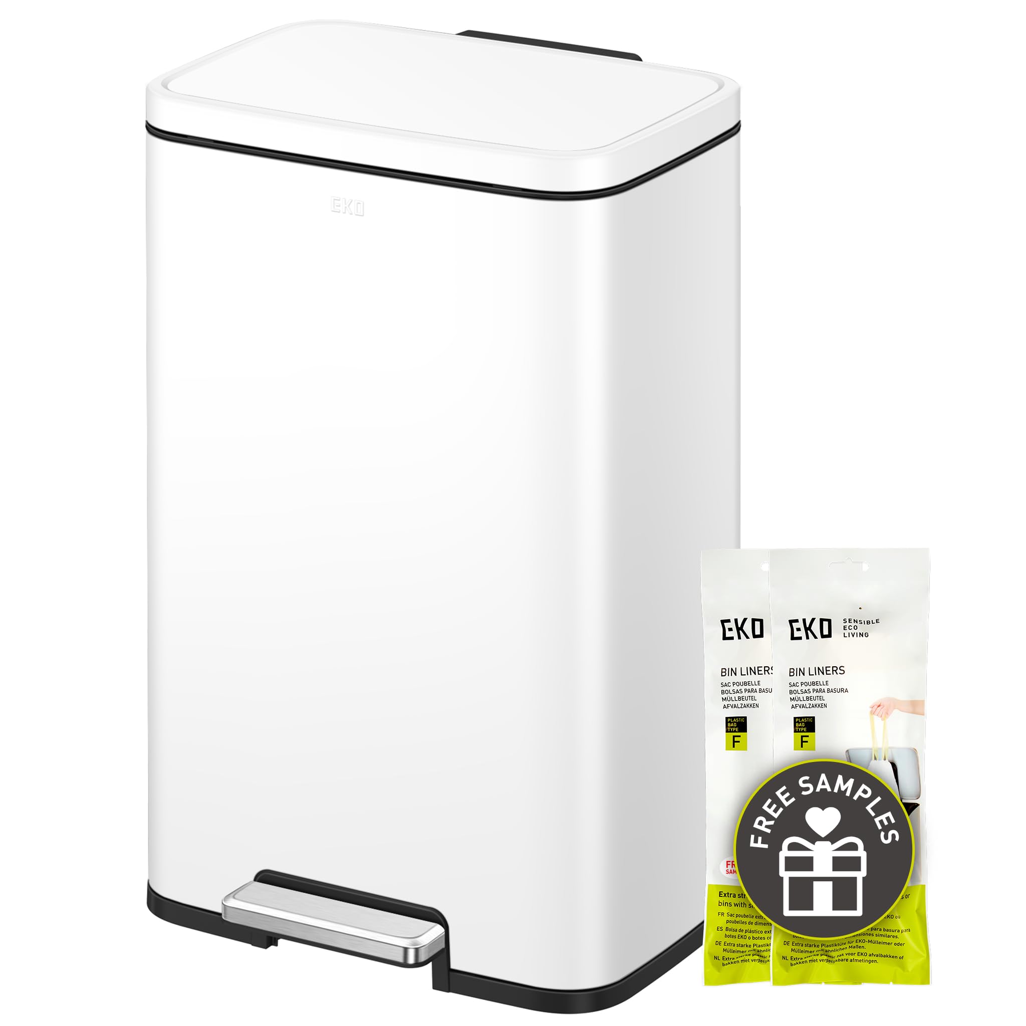 EKO Madison 50L pedal trash can with durable steel pedal
