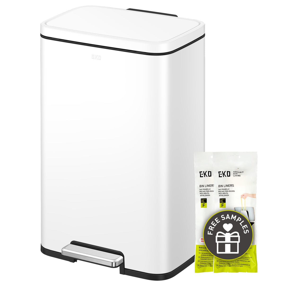 EKO Madison 50L pedal trash can with durable steel pedal