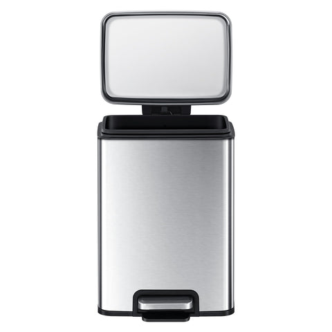 Odor-locking seal keeps the bathroom fresh between empties.