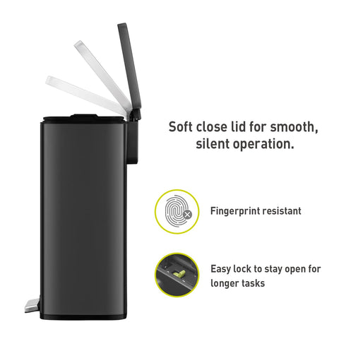 EKO Madison soft-close lid operates quietly for a calm kitchen atmosphere.