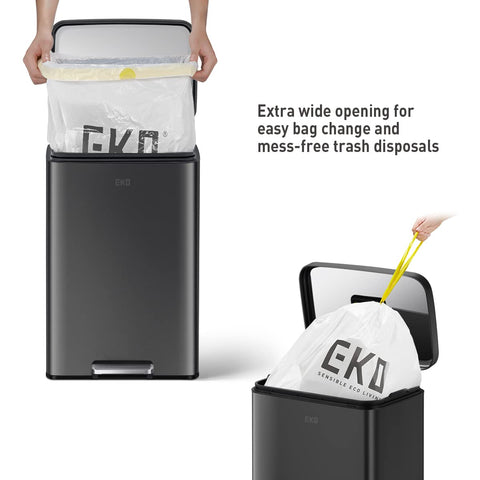 EKO Madison stay-open lock enables easier liner changes during meal prep.