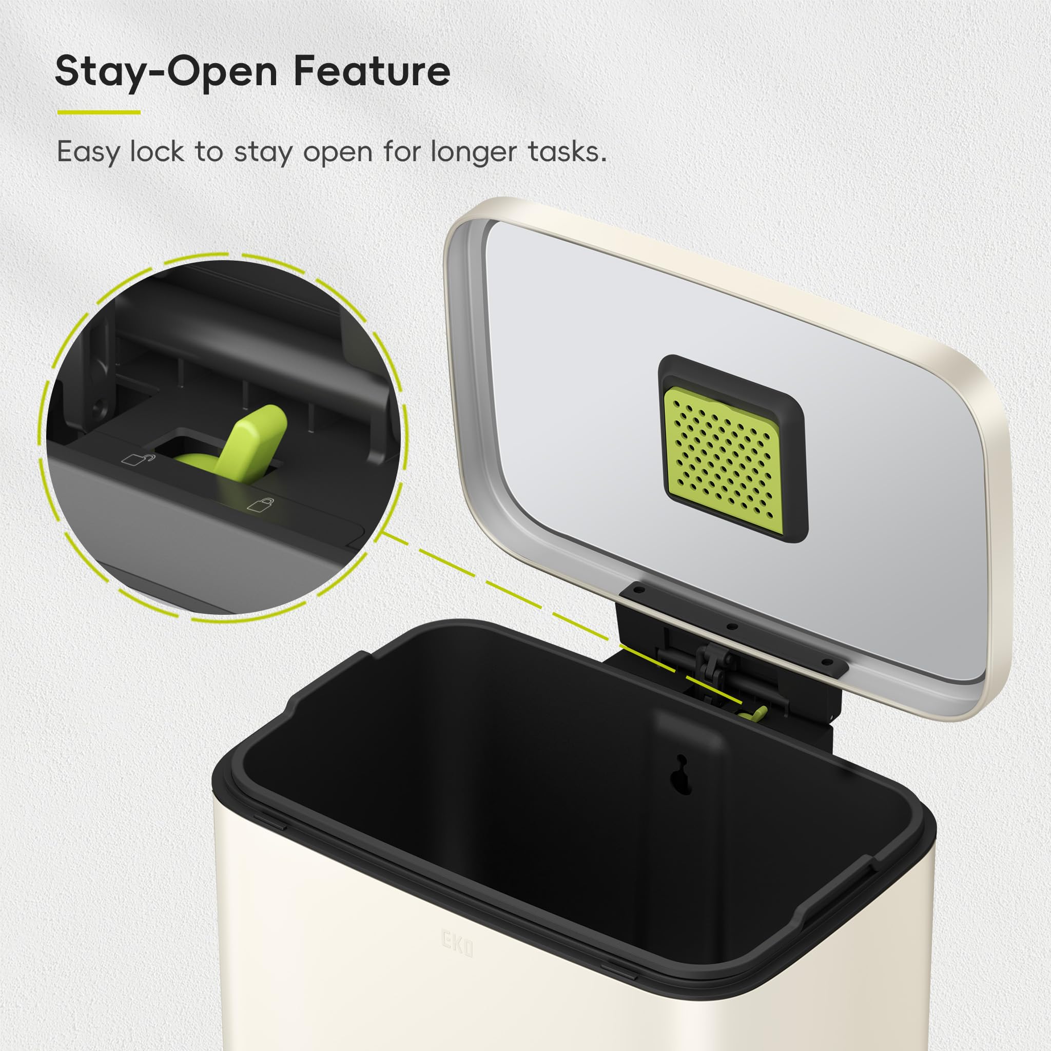 EKO Madison Vanilla stainless steel 50L fingerprint-resistant finish stays clean-looking.