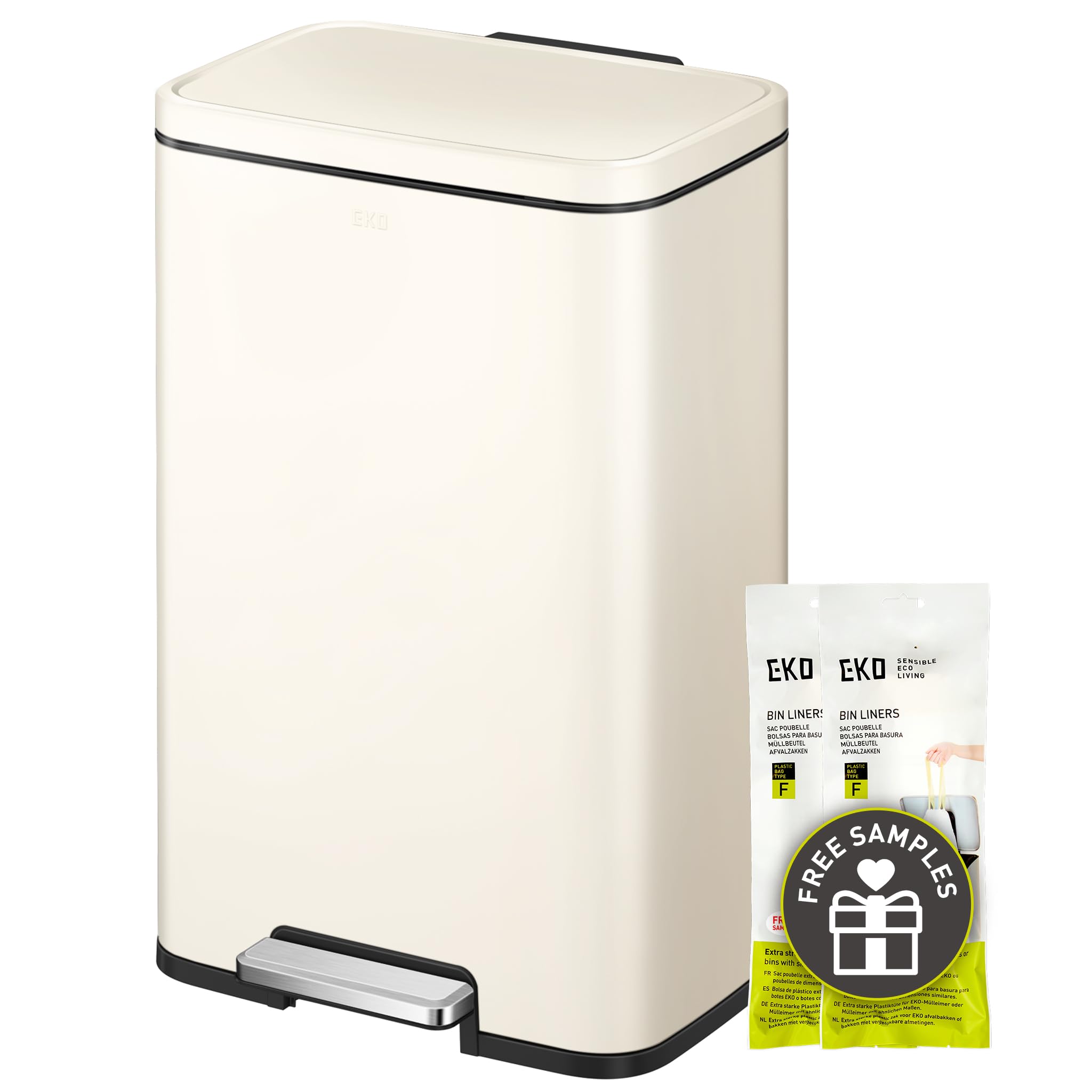 EKO Madison Vanilla stainless steel 50L front view with fingerprint-resistant finish.