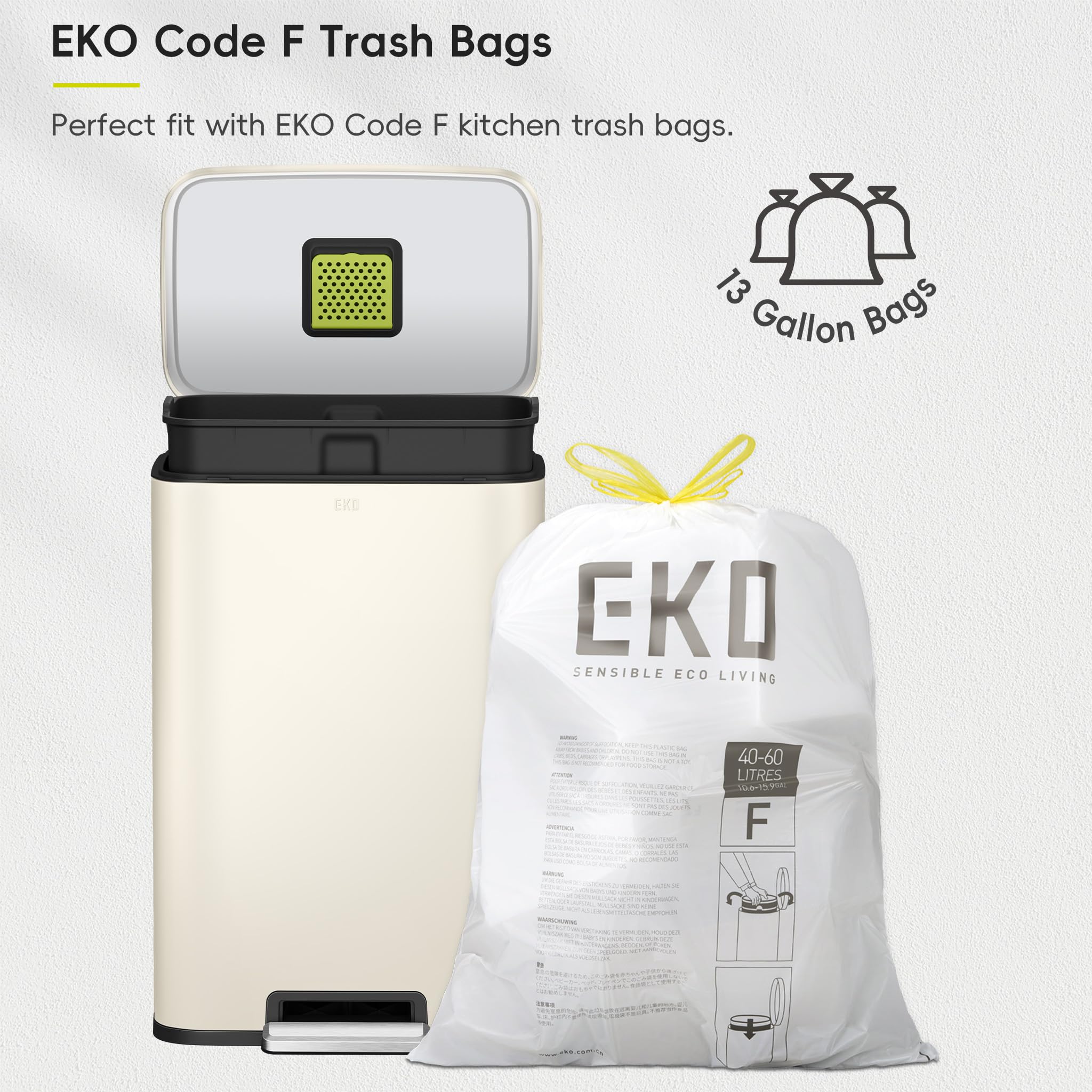 EKO Madison Vanilla stainless steel 50L lid lock keeps the lid open during tasks.