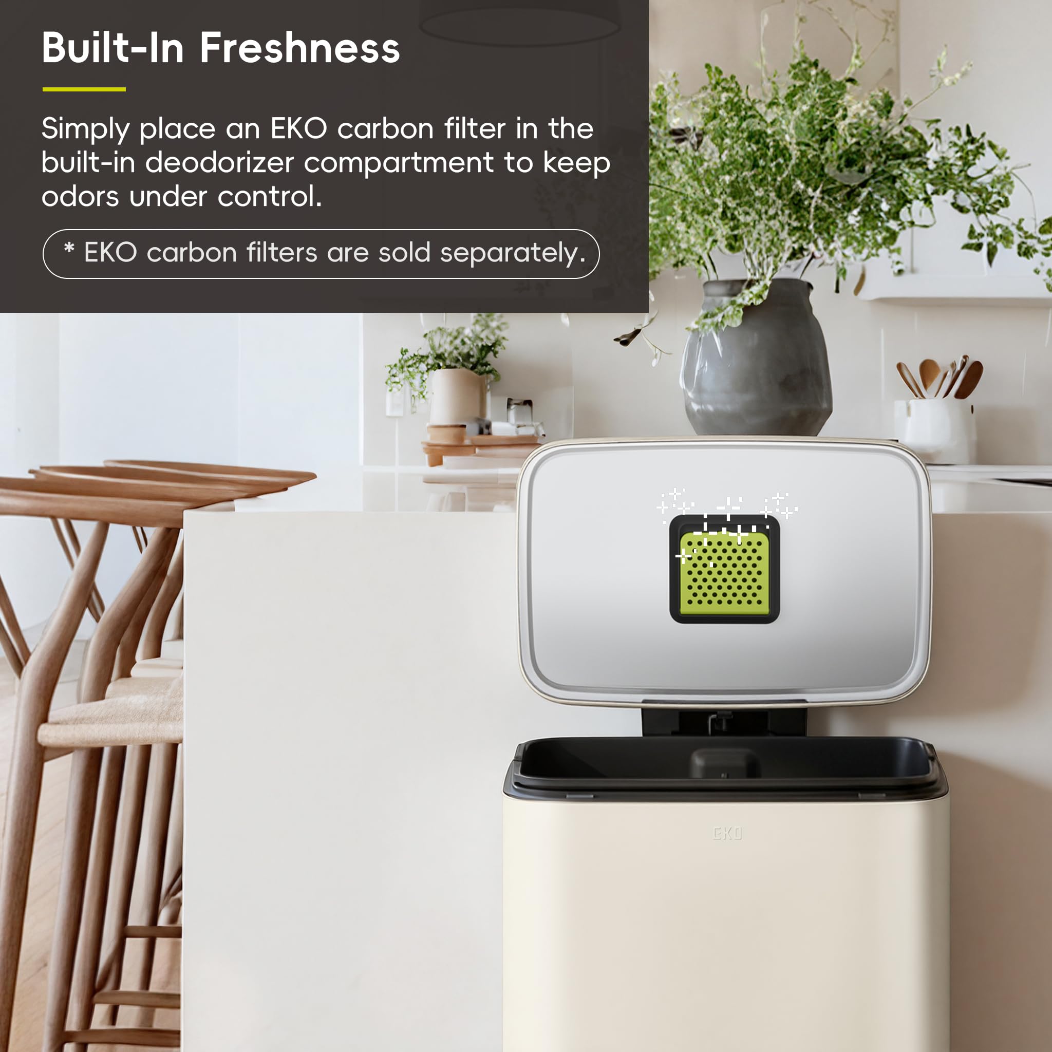 EKO Madison Vanilla stainless steel 50L spacious outer shell fits in tight spaces.