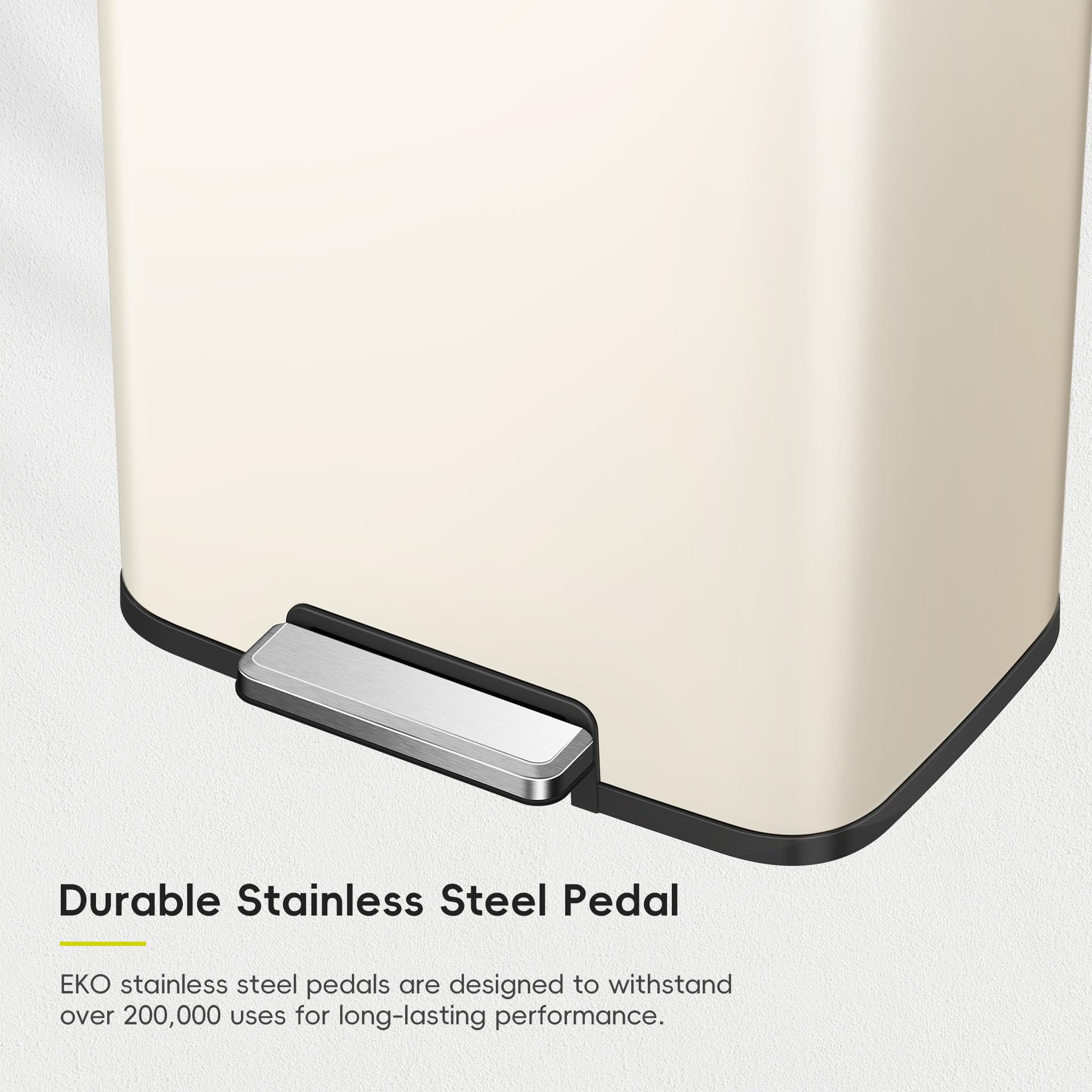 EKO Madison Vanilla stainless steel 50L raised inner bucket for easy bag changes.