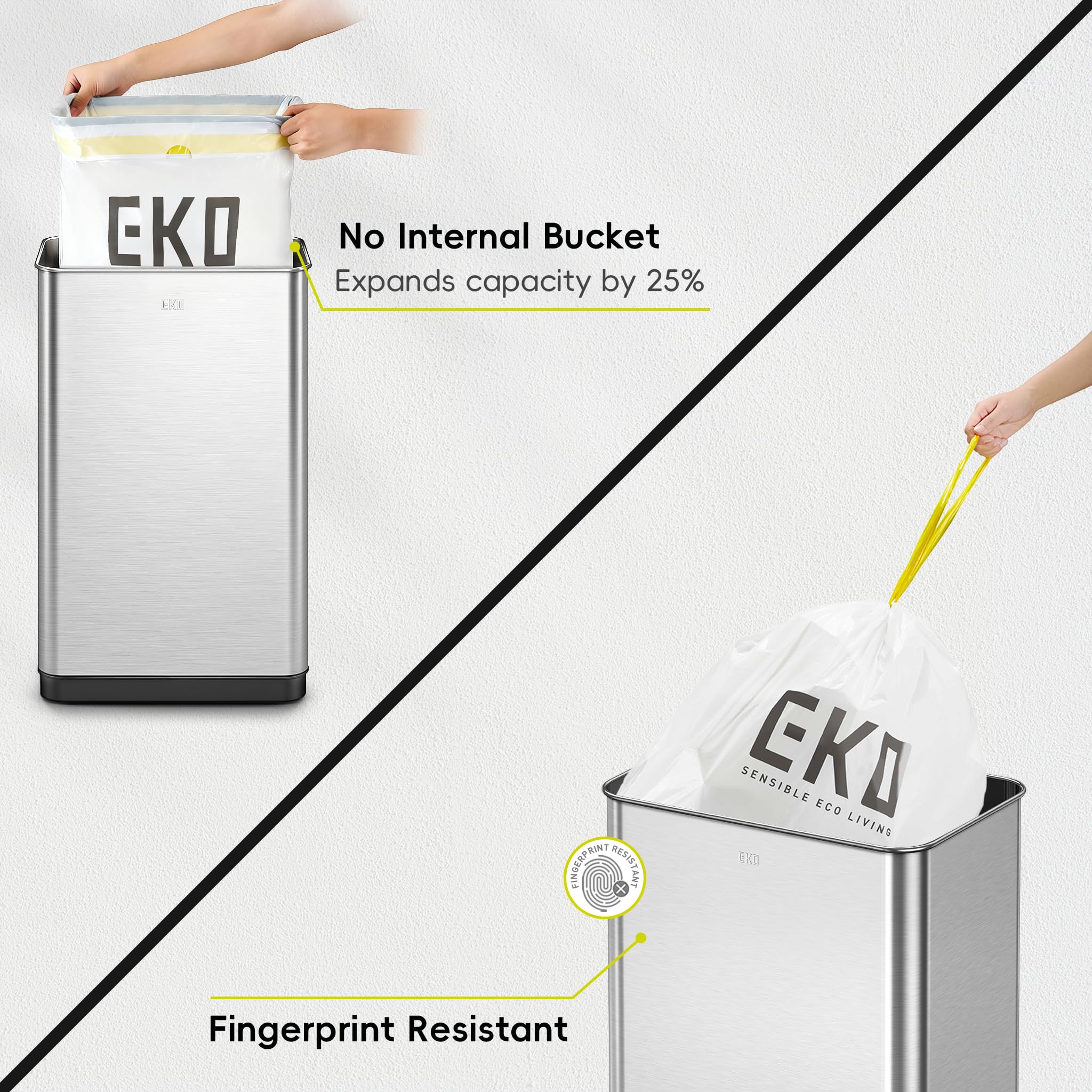 EKO Mirage-T brushed stainless finish adds durable, modern style.