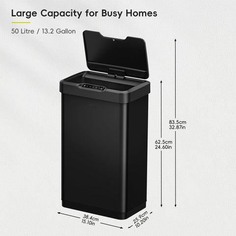 EKO Mirage-T lid gesture demonstrates hands-free opening for clean use.