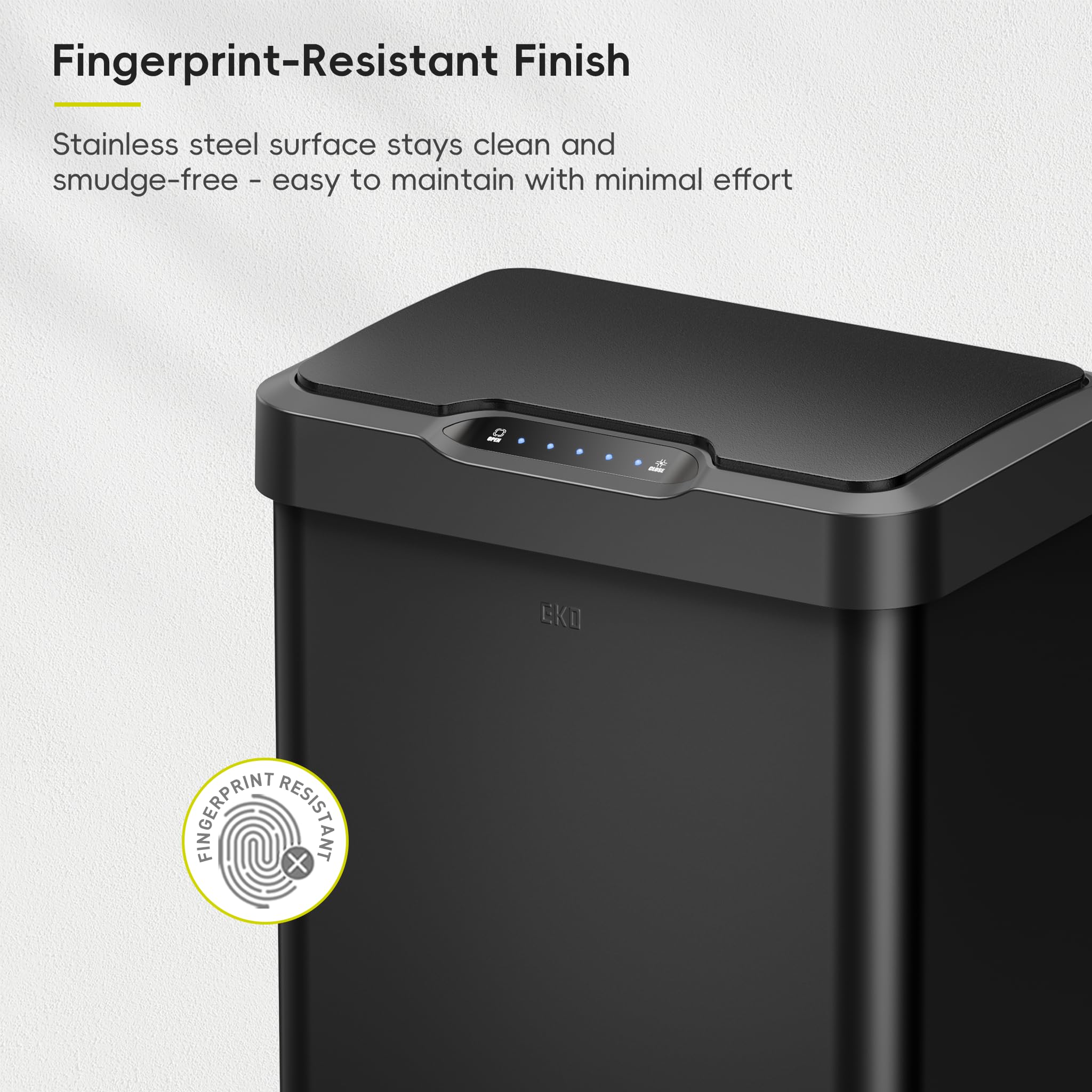 EKO Mirage-T sensor activation shows quick, hygienic lid movement.