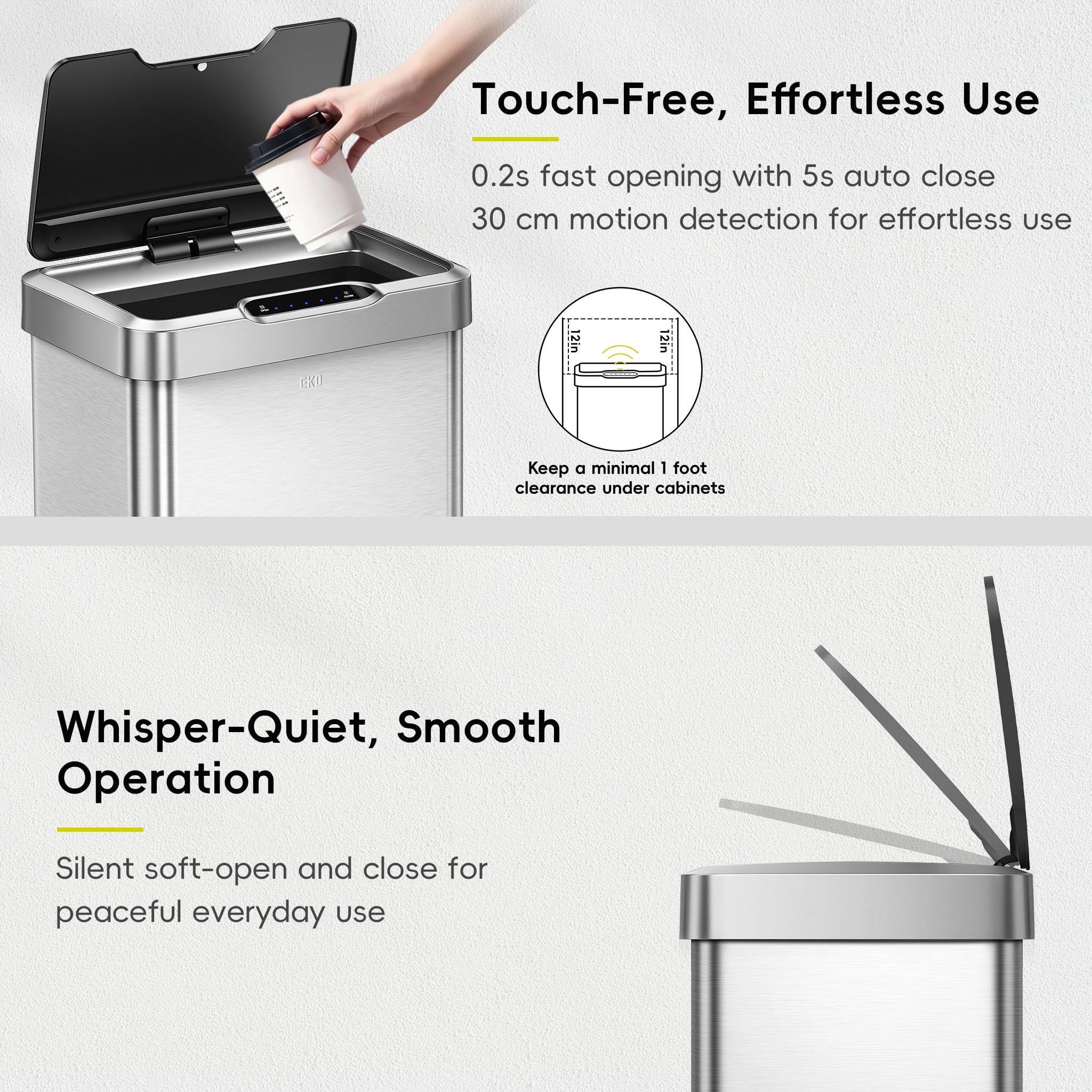 EKO Mirage-T fits flush against wall for space-saving placement.