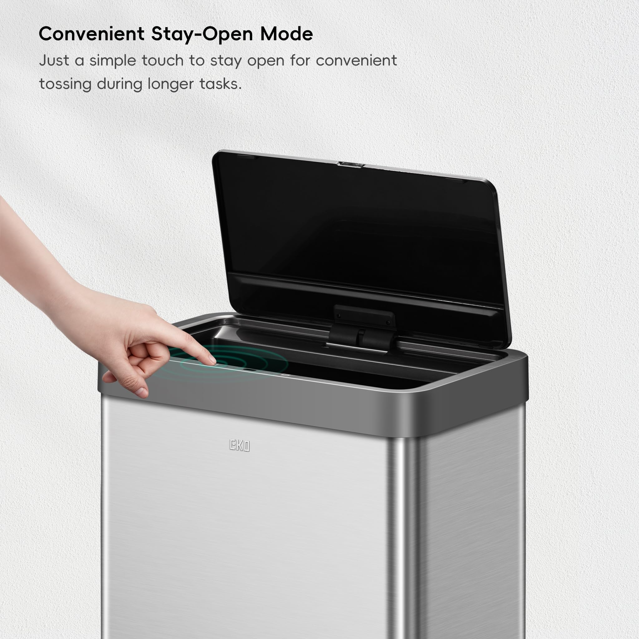 EKO Mirage X 80L inner-ring keeps bags secure.