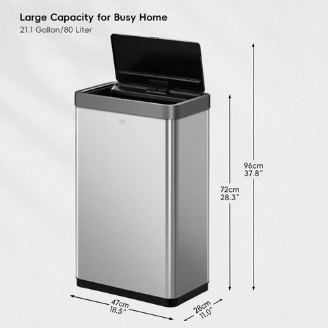 EKO Mirage X 80L motion sensor lid enabling touchless disposal.