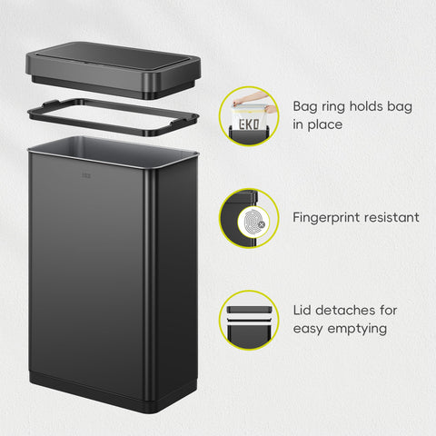 EKO Mirage X 80L stainless-steel finish resists fingerprints and smudges.