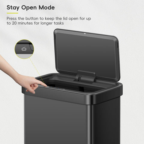 EKO Nova sensor trash can battery compartment for long-lasting power.