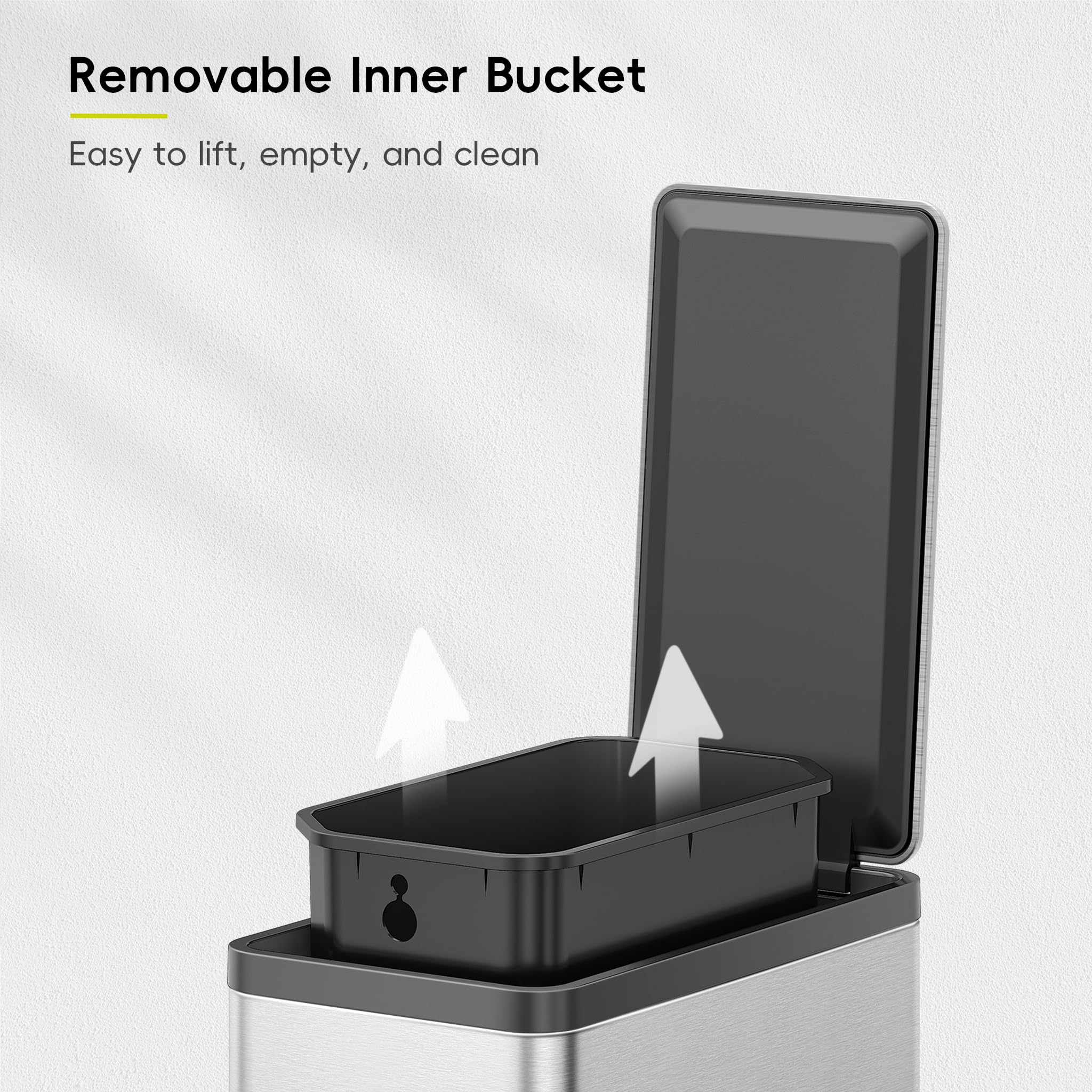 EKO removable inner bucket enables quick emptying and rinsing after use.