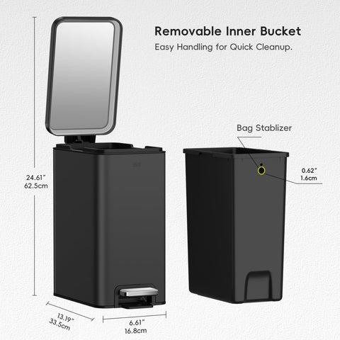 EKO 10L matte black stainless can resists fingerprints for easy cleaning.