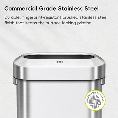 EKO Urban 24gal detachable lid trash can simplifies cleaning and bag changes.