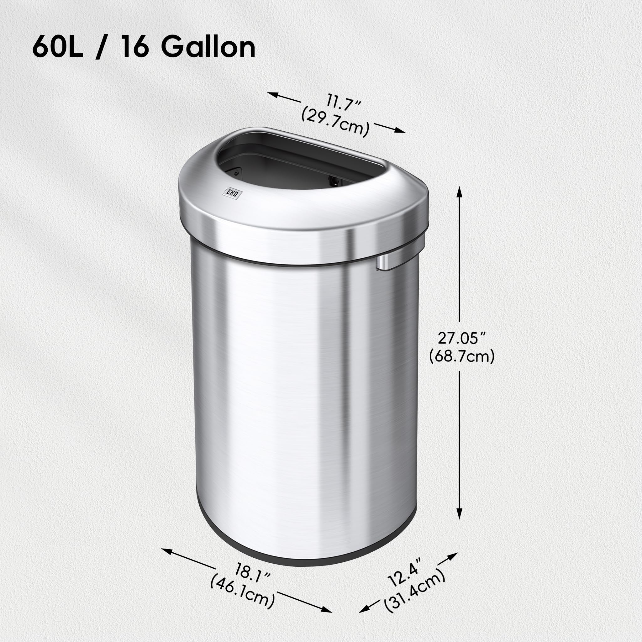 EKO Urban 60L brushed stainless steel finish resists fingerprints