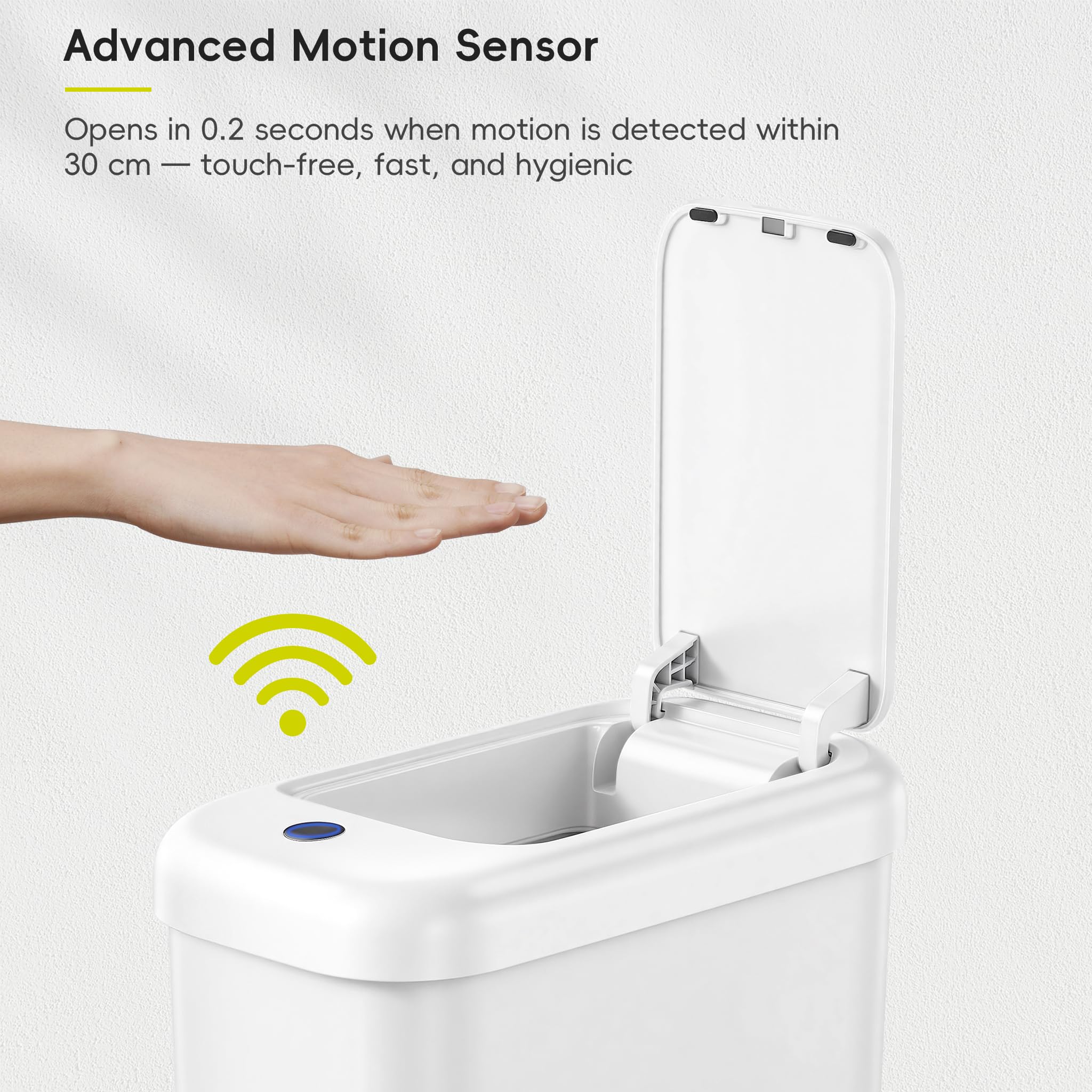 EKO waterproof IPX5 trash bin stays dry and easy to wipe clean