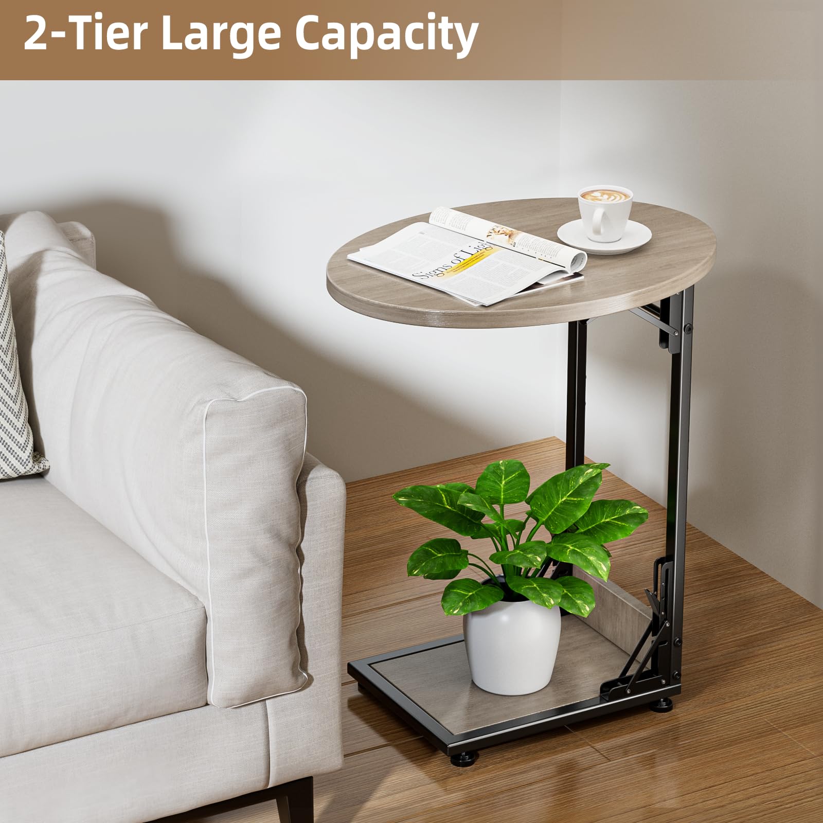 Elbourn bedside side table doubles as a compact nightstand.