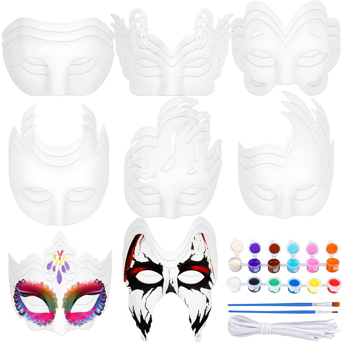Elcoho white half-face masks DIY kit for creative crafting at parties.