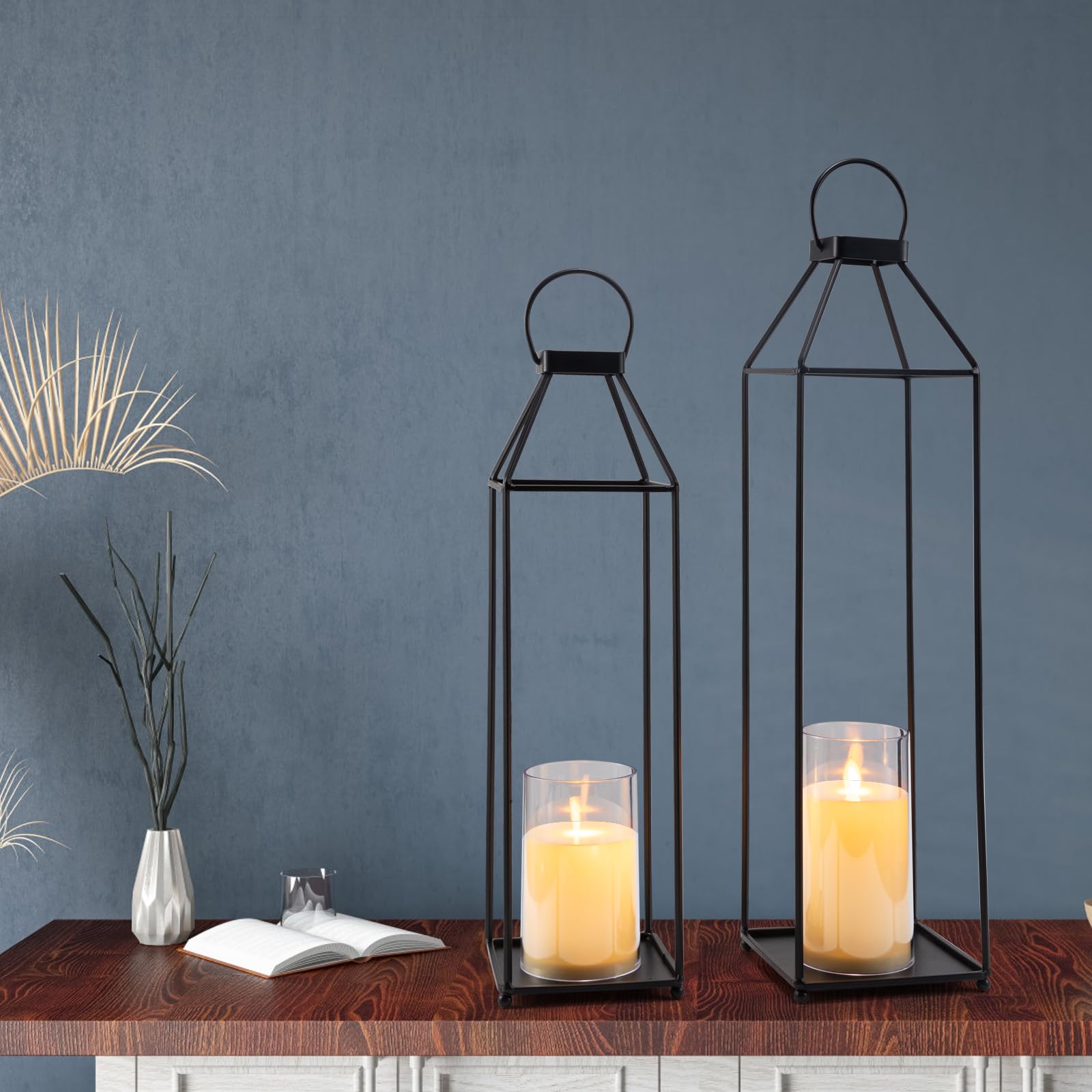 ELEATTRUN extra-large 21.5 inch lanterns create a grand focal point at entryways